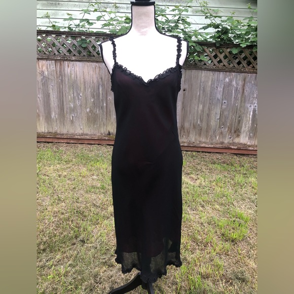 Vintage Y2K Semi Sheer Black and Magenta Maxi Dress - Picture 1 of 15